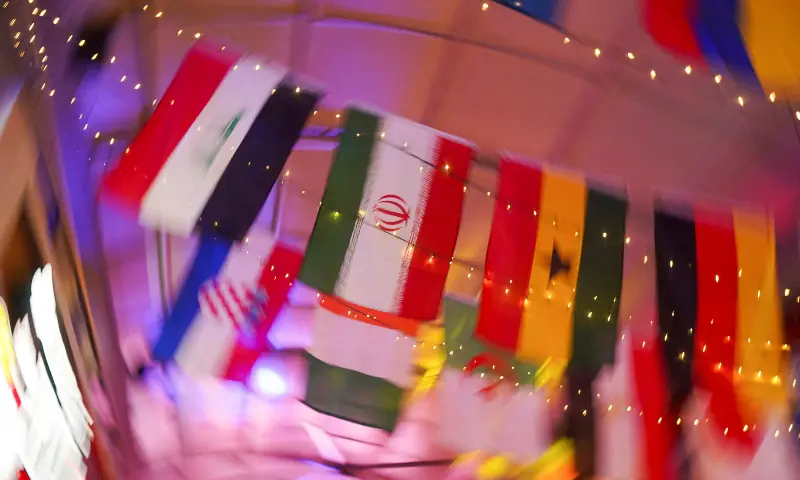 The Iranian flag hangs in a bar downtown as part of decorations for the FIFA World Cup 2026, as the Iranian national soccer team is set to establish its base camp for the event in Tijuana, Mexico, on June 2, 2026. &mdash; Reuters/File