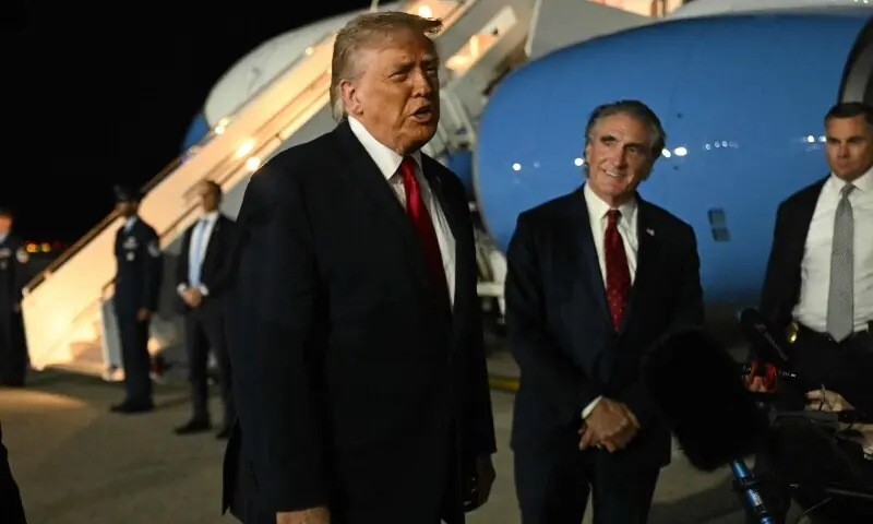 US President Donald Trump speaks to the press before boarding Air Force One prior to departure from John F. Kennedy International Airport, in New York, on June 9, 2026. — AFP