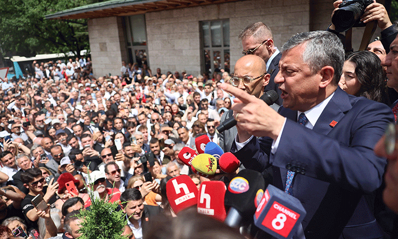 REPUBLICAN Peoples Party’s ousted leader Ozgur Ozel delivers a speech during a rally in Ankara, outside the Turkish Grand National Assembly.—AFP REPUBLICAN Peoples Party’s ousted leader Ozgur Ozel delivers a speech during a rally in Ankara, outside the Turkish Grand National Assembly.—AFP