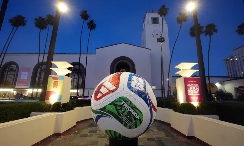 A general overall view of a large Adidas FIFA World Cup 2026 soccer ball at Los Angeles Union Station in Santa Monica, California, US on June 10. — Reuters A general overall view of a large Adidas FIFA World Cup 2026 soccer ball at Los Angeles Union Station in Santa Monica, California, US on June 10. — Reuters