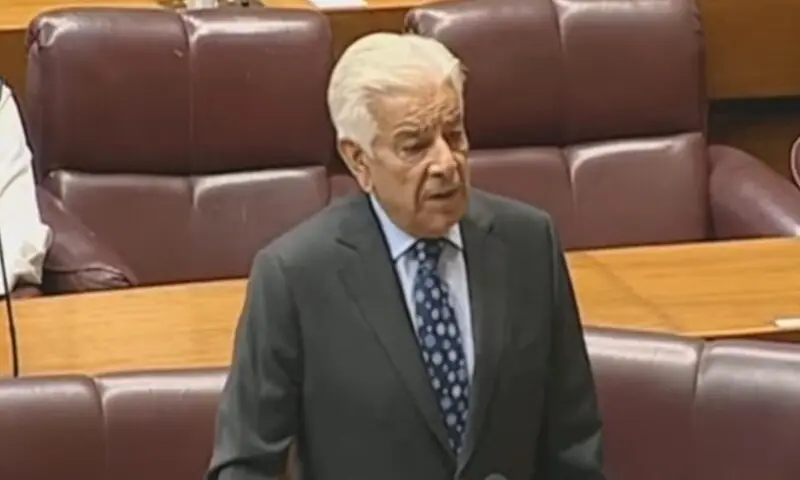 Defence Minister Khawaja Asif speaks during a National Assembly session on June 11. — DawnNewsTV Defence Minister Khawaja Asif speaks during a National Assembly session on June 11. — DawnNewsTV