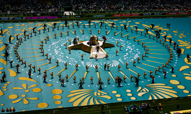 MEXICO CITY: Artists perform during the opening ceremony ahead of the Group ‘A’ match between Mexico and South Africa at the Mexico City Stadium on Thursday.—AFP MEXICO CITY: Artists perform during the opening ceremony ahead of the Group ‘A’ match between Mexico and South Africa at the Mexico City Stadium on Thursday.—AFP