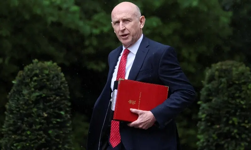 Britain's Defence Secretary John Healey walks outside 10 Downing Street, on the day of a cabinet meeting, in London, Britain, on June 2, 2026. &mdash; Reuters/File
