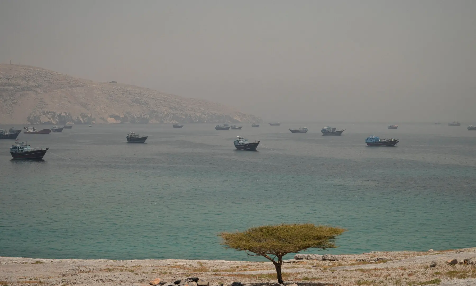 Vessels are anchored in the Strait of Hormuz, as seen from Musandam, Oman on June 11, 2026. &mdash; Reuters/File