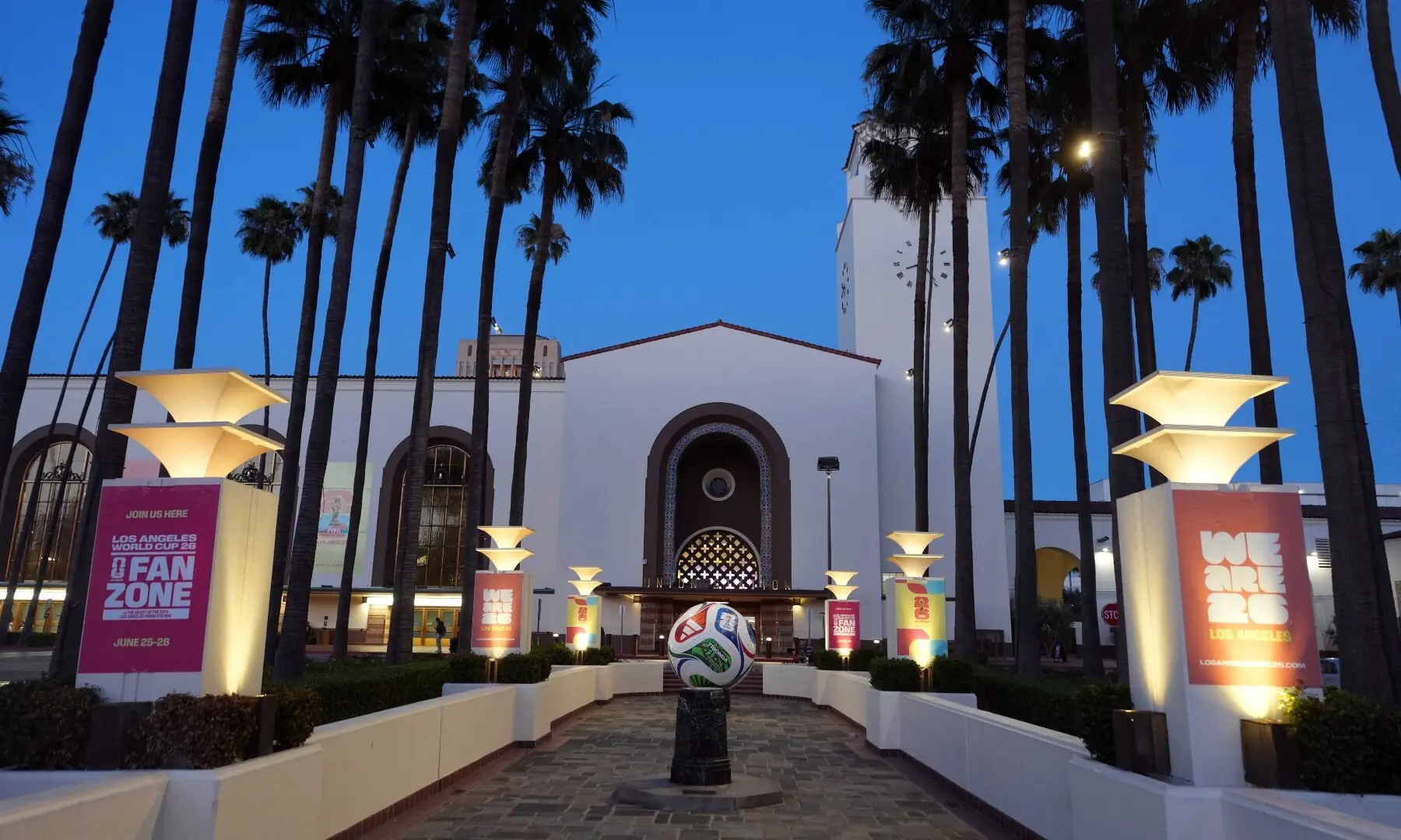 A general overall view of FIFA World Cup 2026 signage at Union Station. —Reuters