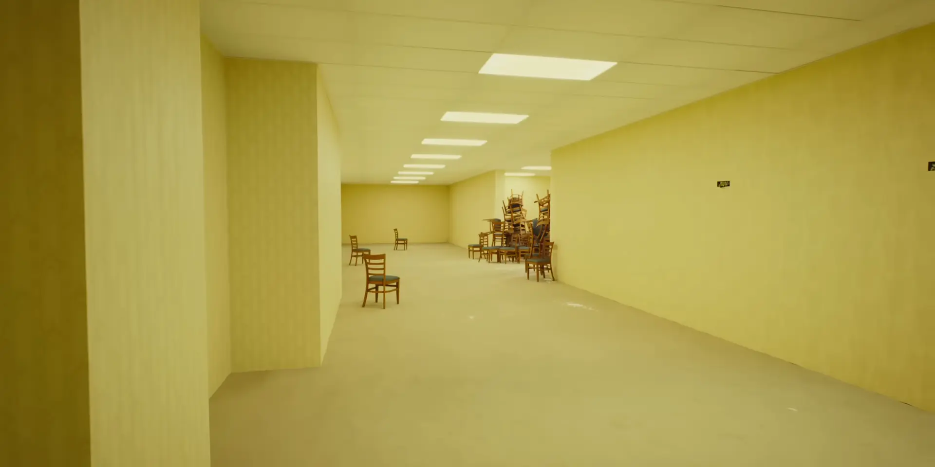 Miles and miles of yellow halls, the team did a great job with set design. Photo: A24/YouTube.