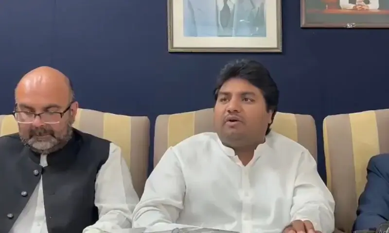 Pakistan Tehreek-i-Insaf leader Mobeen Arif Jutt along with Sardar Latif Khosa and Taimur Khan Jhagra addresses a press conference in Isalambad on June 14, 2026. — screengrab via video from @PTIofficial /X Pakistan Tehreek-i-Insaf leader Mobeen Arif Jutt along with Sardar Latif Khosa and Taimur Khan Jhagra addresses a press conference in Isalambad on June 14, 2026. — screengrab via video from @PTIofficial /X