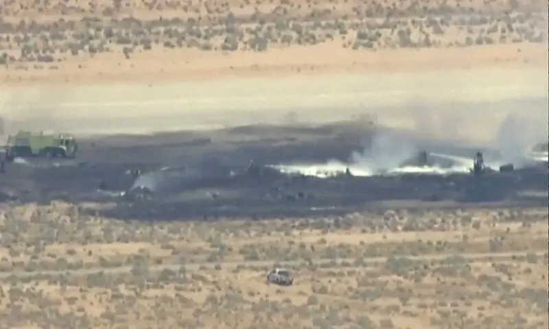 Smoke rises from a blackened part of Edwards Air Force Base after the crash of a US Air Force B-52 bomber aircraft in Edwards, California, US, on June 15, 2026, in a still image from news helicopter video. — Reuters Smoke rises from a blackened part of Edwards Air Force Base after the crash of a US Air Force B-52 bomber aircraft in Edwards, California, US, on June 15, 2026, in a still image from news helicopter video. — Reuters