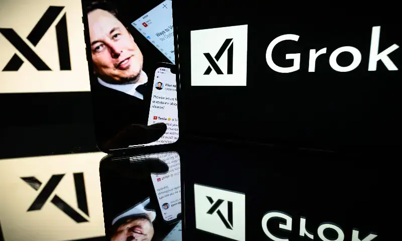 This photograph taken on January 13, 2025, in Toulouse shows screens displaying the logo of Grok, the American company specialising in artificial intelligence and its founder, South African businessman Elon Musk. — AFP/File This photograph taken on January 13, 2025, in Toulouse shows screens displaying the logo of Grok, the American company specialising in artificial intelligence and its founder, South African businessman Elon Musk. — AFP/File