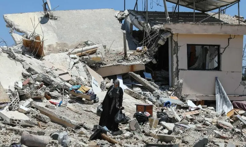  Residents search through the rubble of their homes after returning to the southern village of Srifa on June 16, 2026. &mdash;AFP 