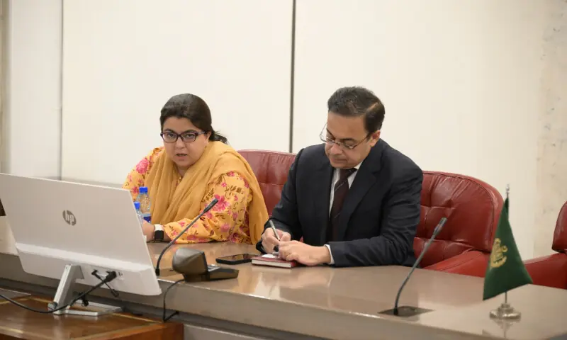 Economic Affairs Ahad Cheema chairs a review meeting on the Prime Minister's Office System (PMOS). IT Minister Shaza Fatima also attended the meeting. — Photo via PID Economic Affairs Ahad Cheema chairs a review meeting on the Prime Minister's Office System (PMOS). IT Minister Shaza Fatima also attended the meeting. — Photo via PID