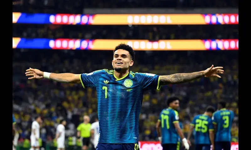 Colombia's Luis Diaz celebrates after scoring against Uzbekistan during the 2026 FIFA World Cup Group K match at the Azteca Stadium in Mexico City on June 18, 2026. —AFP Colombia's Luis Diaz celebrates after scoring against Uzbekistan during the 2026 FIFA World Cup Group K match at the Azteca Stadium in Mexico City on June 18, 2026. —AFP