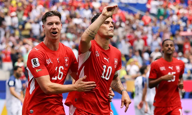 Granit Xhaka celebrates scoring a goal.—Reuters Granit Xhaka celebrates scoring a goal.—Reuters