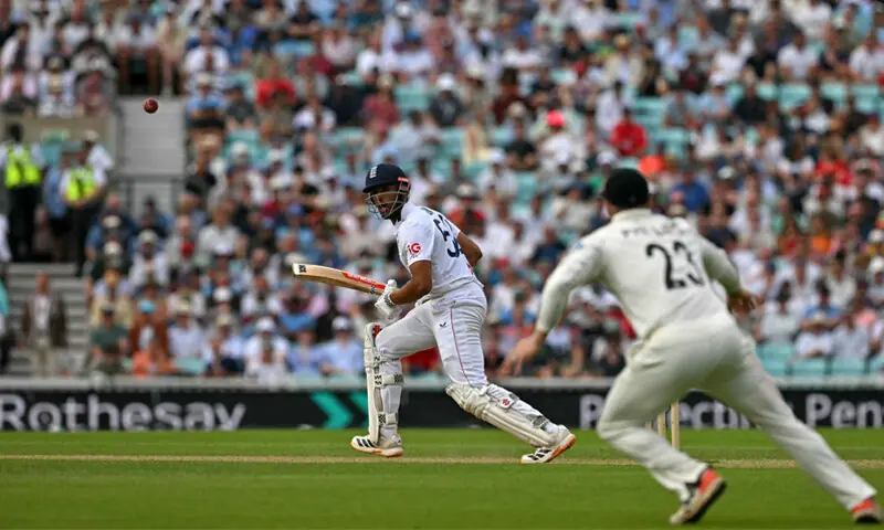 ENGLAND opener Emilio Gay watches the ball after playing a shot during the second Test against New Zealand at The Oval on Thursday.—AFP ENGLAND opener Emilio Gay watches the ball after playing a shot during the second Test against New Zealand at The Oval on Thursday.—AFP