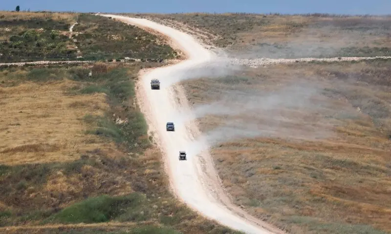 An Israeli army humvee vehicle patrols along the northern region in the Upper Galilee bordering Lebanon on June 18, 2026. &mdash;AFP