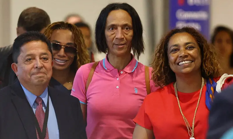 The mother of Cape Verde's Vozinha, Ana Candida Evora arrives at the Miami International Airport in Miami, Florida on June19, 2026, after being successfully granted a visa.--Reuters