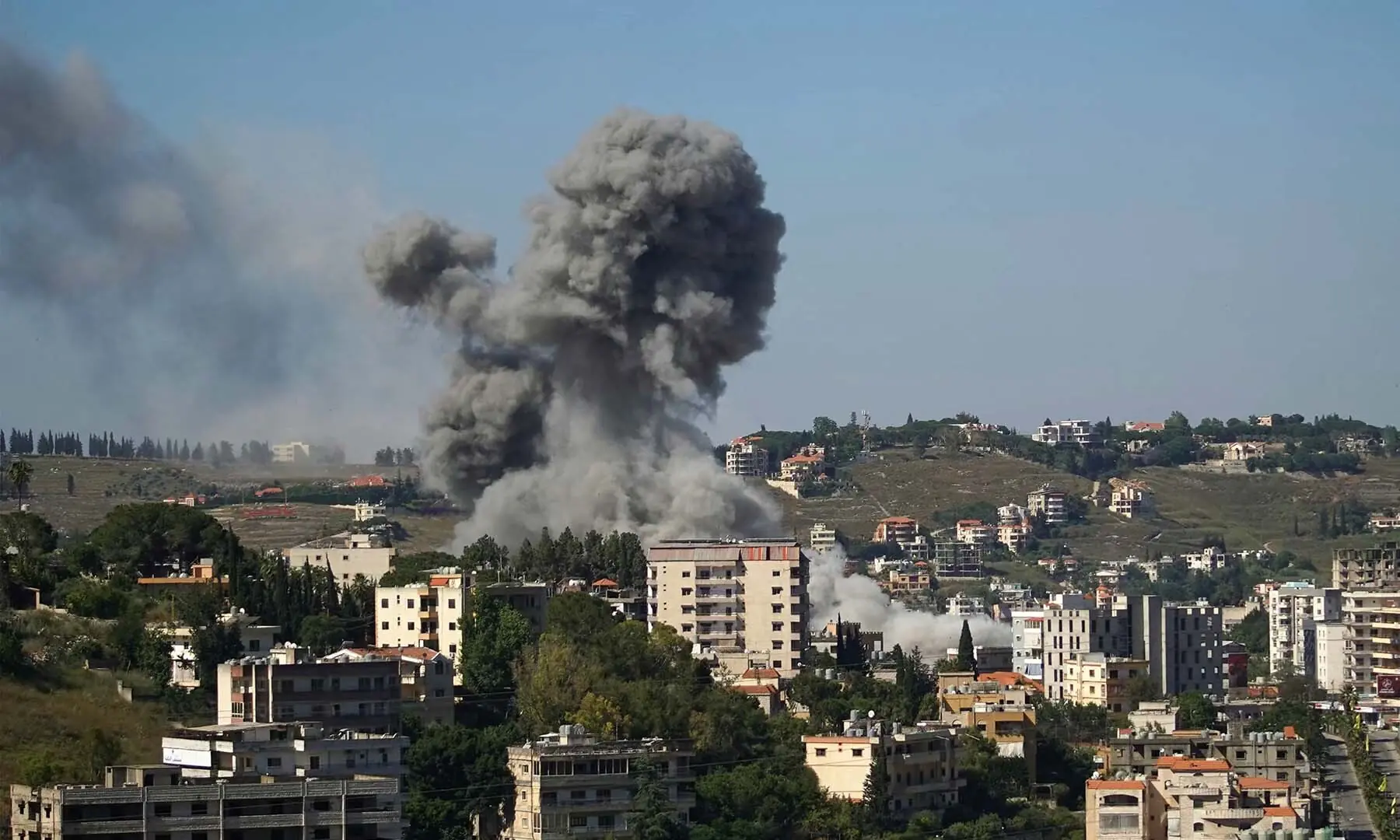 Smoke rises from the site of a string of Israeli airstrikes that targeted the southern Lebanese city of Nabatieh on June 20, 2026. — AFP