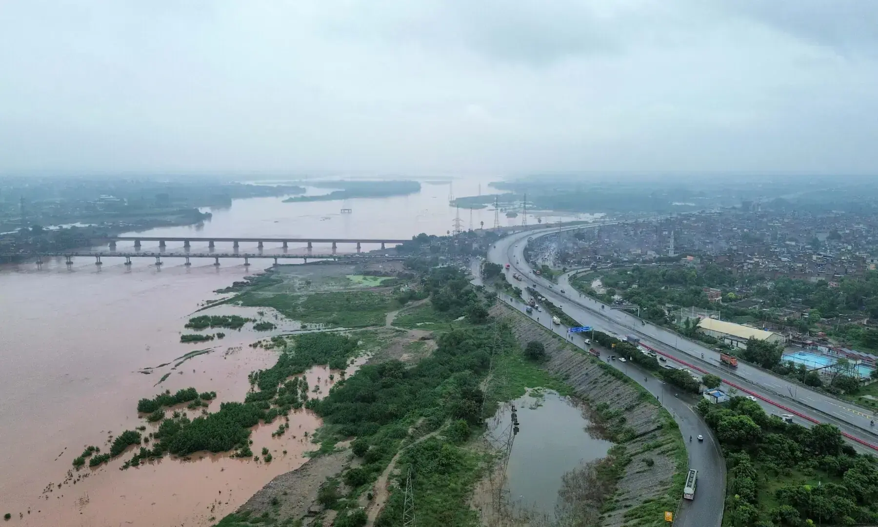 A general view of river Ravi after flood water increased on Aug 26, 2025. &mdash; Murtaza Ali/White Star