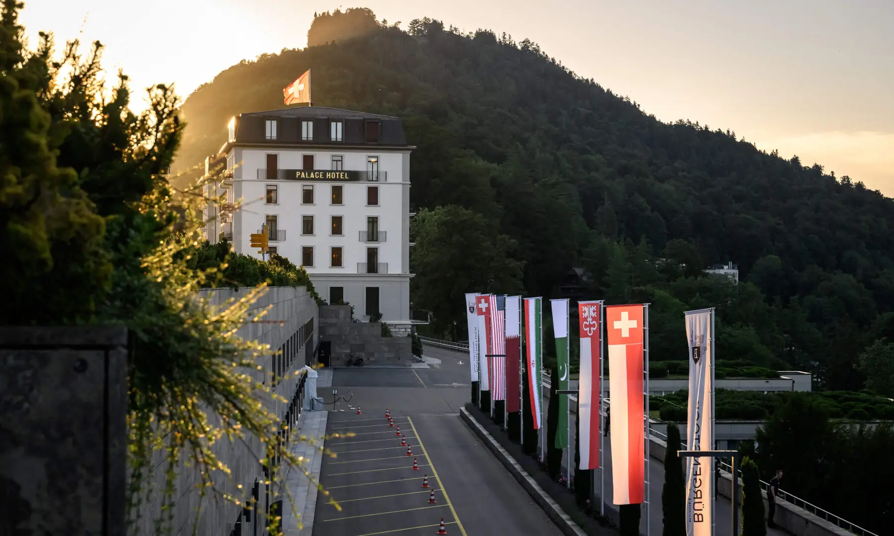  This photograph shows a building of the Burgenstock luxury hotel complex overlooking Lake Lucerne, Switzerland, on June 21, 2026. &mdash; AFP 