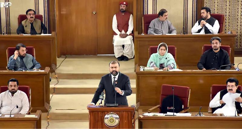 CM Bugti speaks at the provincial assembly budget session.—INP CM Bugti speaks at the provincial assembly budget session.—INP