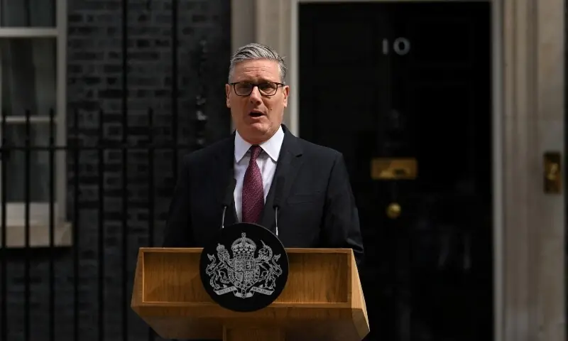 British Prime Minister Keir Starmer speaks outside 10 Downing Street, following Andy Burnham's decisive victory last week in the Makerfield by-election, in London, Britain, June 22. — Reuters British Prime Minister Keir Starmer speaks outside 10 Downing Street, following Andy Burnham's decisive victory last week in the Makerfield by-election, in London, Britain, June 22. — Reuters