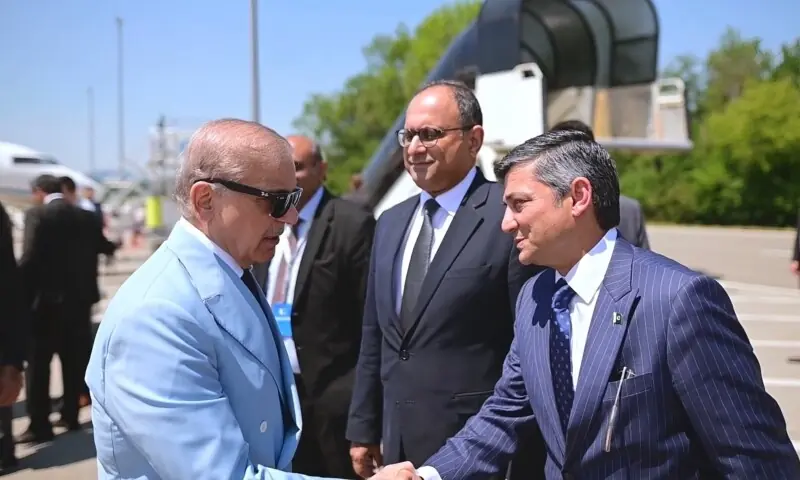 Prime Minister Shehbaz Sharif leaves for Pakistan after participating in the Islamabad MOU, high level discussions، in B&uuml;rgenstock, Switzerland: Zurich June 22. &mdash; PMO