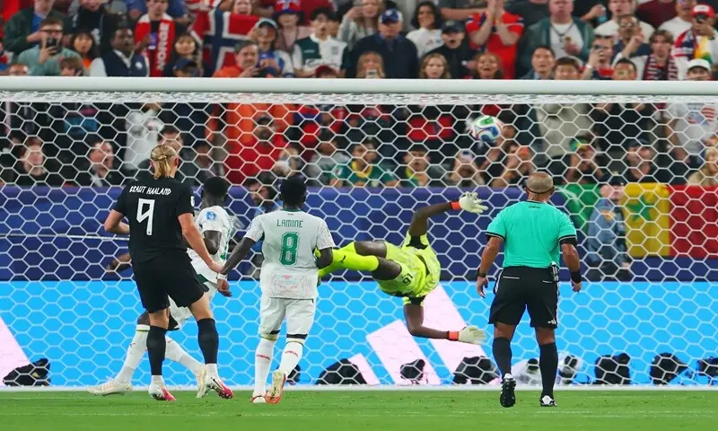 Norway's Erling Haaland (L) scores past Senegal goalkeeper Edouard Mendy during their 2026 World Cup Group 'I' match at the New York/New Jersey Stadium in East Rutherford on June 23, 2026. —Reuters Norway's Erling Haaland (L) scores past Senegal goalkeeper Edouard Mendy during their 2026 World Cup Group 'I' match at the New York/New Jersey Stadium in East Rutherford on June 23, 2026. —Reuters