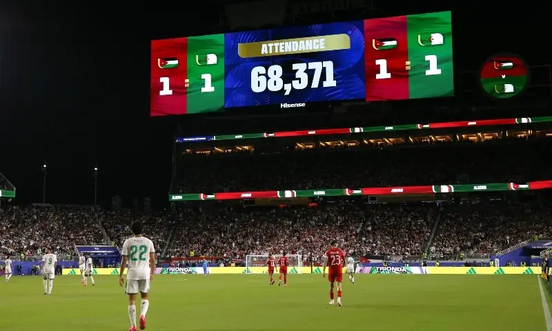 General view as the match attendance is shown on the big screen during the match in San Francisco Bay Area Stadium, Santa Clara, California, US- June 22, 2026. —Reuters General view as the match attendance is shown on the big screen during the match in San Francisco Bay Area Stadium, Santa Clara, California, US- June 22, 2026. —Reuters