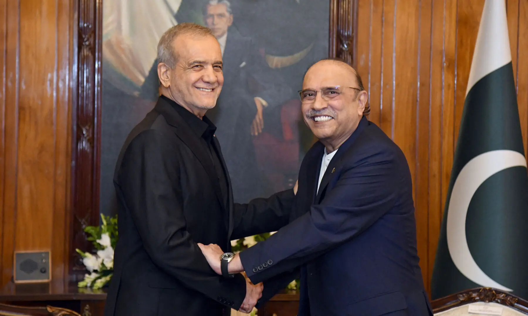 This handout photograph taken on June 23, 2026, and released by President House shows President Asif Ali Zardari (R) shaking hands with his Iranian counterpart Masoud Pezeshkian prior to their meeting in Islamabad. — via AFP This handout photograph taken on June 23, 2026, and released by President House shows President Asif Ali Zardari (R) shaking hands with his Iranian counterpart Masoud Pezeshkian prior to their meeting in Islamabad. — via AFP