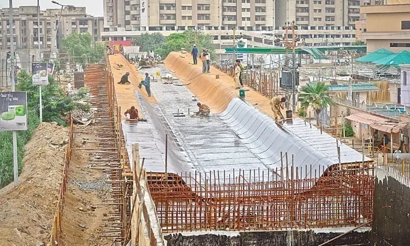 This file photo shows a track being constructed for a bus project. —Dawn/File This file photo shows a track being constructed for a bus project. —Dawn/File