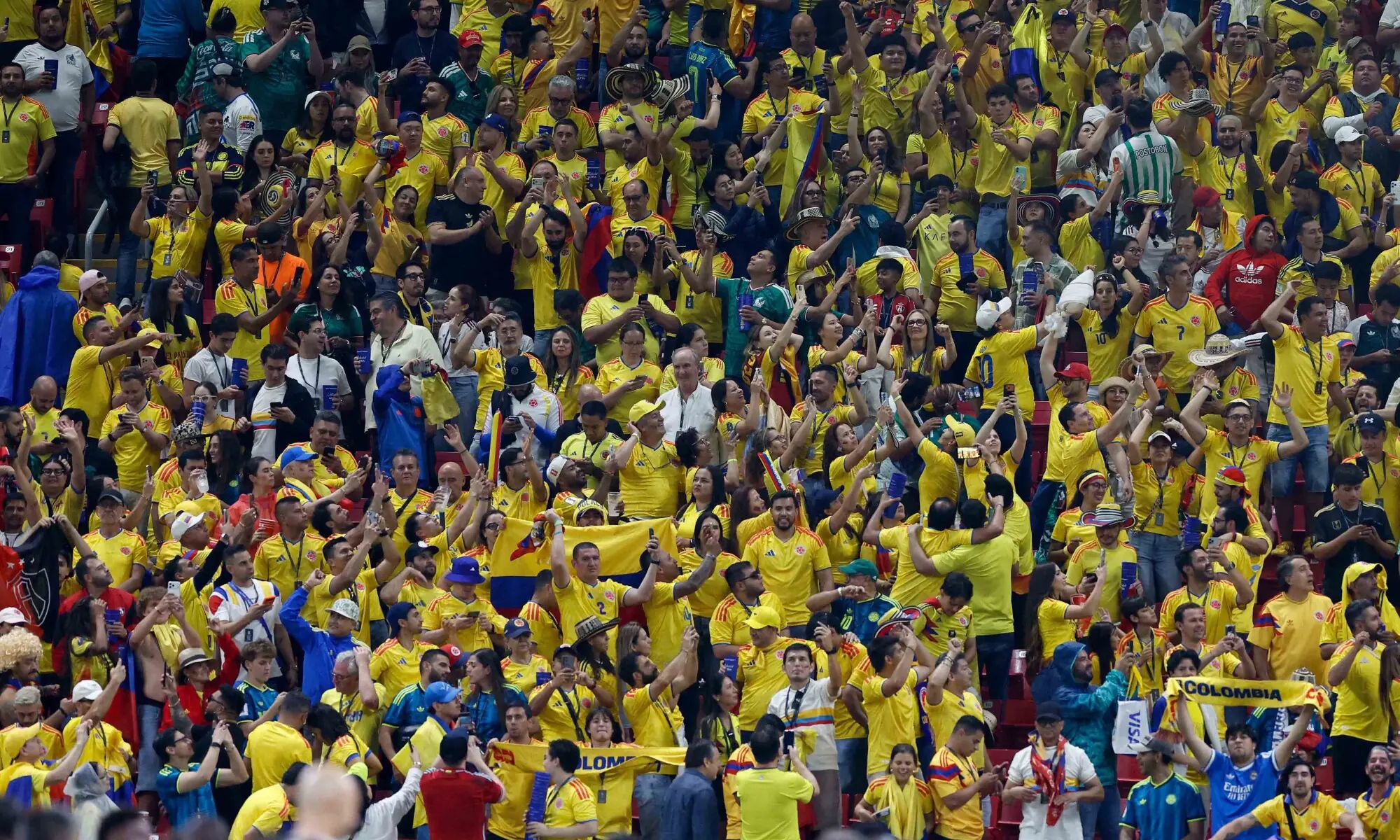 Colombian fans celebrate at the end of the 2026 World Cup Group K football match between Colombia and Democratic Republic of Congo at the Guadalajara Stadium in Zapopan on June 23, 2026. — AFP Colombian fans celebrate at the end of the 2026 World Cup Group K football match between Colombia and Democratic Republic of Congo at the Guadalajara Stadium in Zapopan on June 23, 2026. — AFP