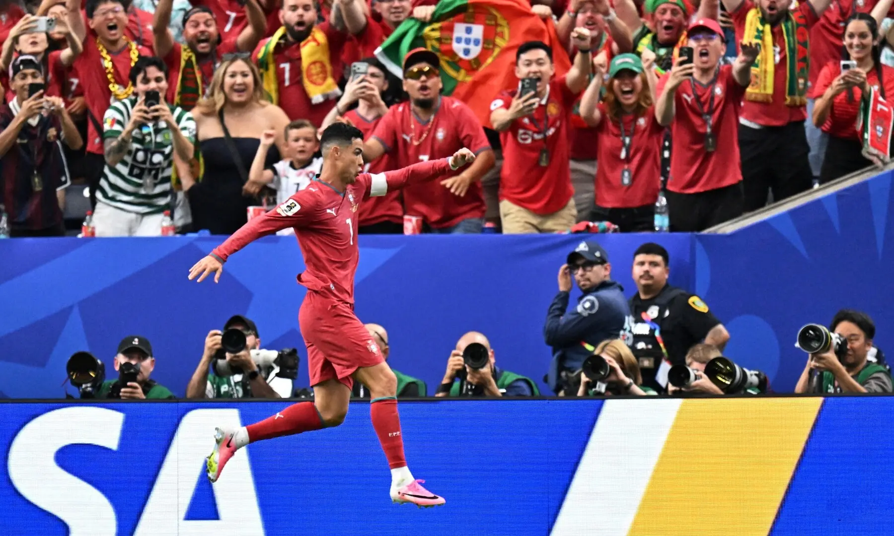 Portugal's Cristiano Ronaldo celebrates scoring their third goal during Portugal v Uzbekistan in Houston Stadium, Houston, Texas, US. June 23, 2026. —Reuters Portugal's Cristiano Ronaldo celebrates scoring their third goal during Portugal v Uzbekistan in Houston Stadium, Houston, Texas, US. June 23, 2026. —Reuters