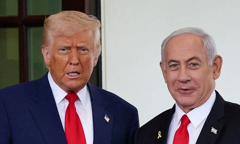 US President Donald Trump welcomes Israeli Prime Minister Benjamin Netanyahu at the entrance of the White House in Washington, DC, the US on April 7, 2025. — Reuters/File