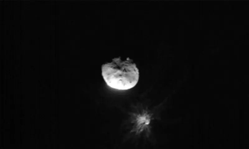 The passage of asteroid 2012 DA14 through the Earth-moon system, is depicted in this handout image from Nasa. - Reuters/File The passage of asteroid 2012 DA14 through the Earth-moon system, is depicted in this handout image from Nasa. - Reuters/File