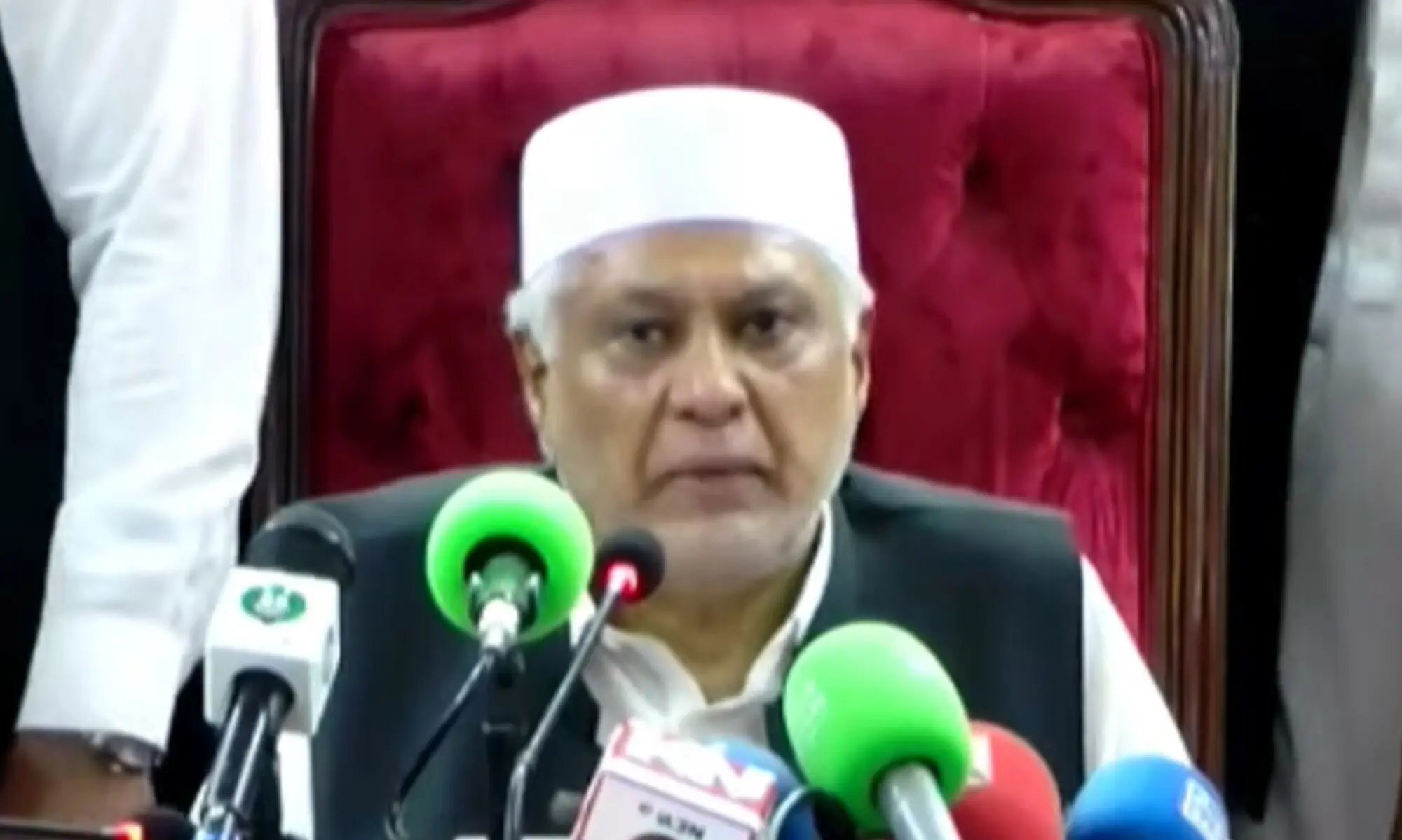 Deputy Prime Minister and Foreign Minister Ishaq Dar speaks to the media in Lahore on June 25, 2025. &mdash;DawnNewsTV