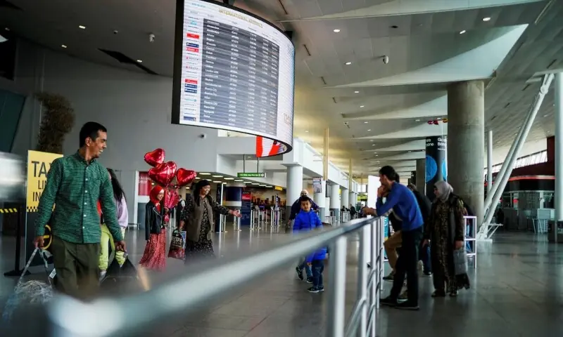 Travellers arrive at John F Kennedy International Airport in New York City, the US on April 6, 2023. &mdash; Reuters/File