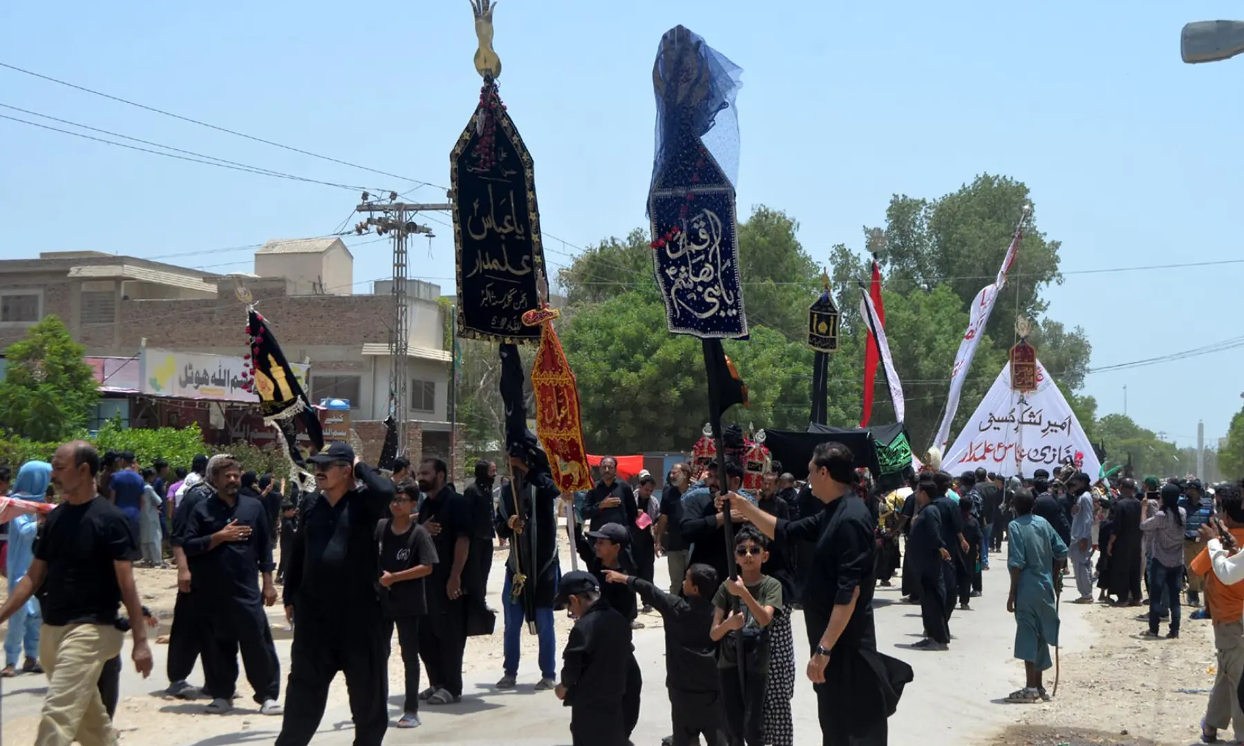 A procession marking Muharram 9 is on its way to its designated route in Hyderabad&rsquo;s Latifabad on June 25, 2026. &mdash; Umair Ali