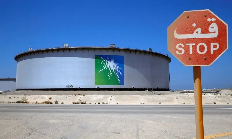 An Aramco tank is seen at Saudi Aramco's Ras Tanura oil refinery and oil terminal in Saudi Arabia on May 21, 2018. &mdash;Reuters/File