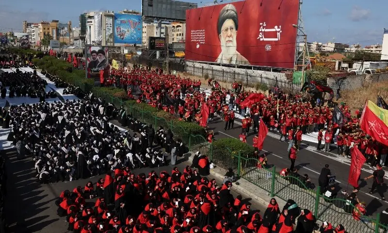 Shi&rsquo;ite mourners mark Ashura, the holiest day on the Shi&rsquo;ite Muslim calendar, in the southern suburbs of Beirut, Lebanon, June 26, 2026.&mdash;AFP