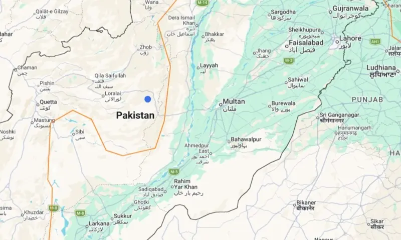 A screenshot from the Pakistan Meteorological Department showing the epicentre of an earthquake in Balochistan on June 26, 2026. &mdash; Screengrab via PMD