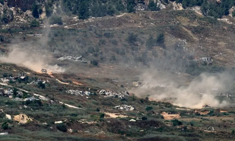 Israeli tanks manoeuvre in Lebanon, after Israel and Lebanon signed a framework agreement following US-mediated talks, as seen from northern Israel, June 27. &mdash; Reuters