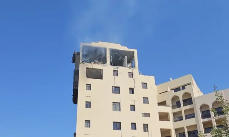 Damaged residential building in Bahrain&rsquo;s Muharraq area following alleged Iranian attacks. &mdash; Al Jazeera