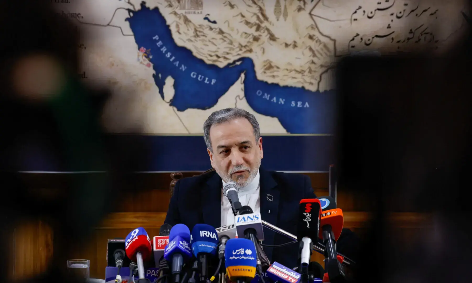 Iran&rsquo;s Foreign Minister Abbas Araghchi attends a press conference at the Iranian embassy in New Delhi, India on May 15, 2026. &mdash; Reuters/File