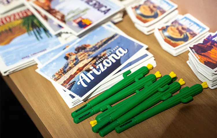 The State of Arizona exhibition distributes cactus-shaped pens and stickers to visitors at the Great American State Fair in Washington, DC. The Freedom 250-backed Great American State Fair, celebrating the 250th anniversary of the United States, runs through July 10th.&mdash;AFP