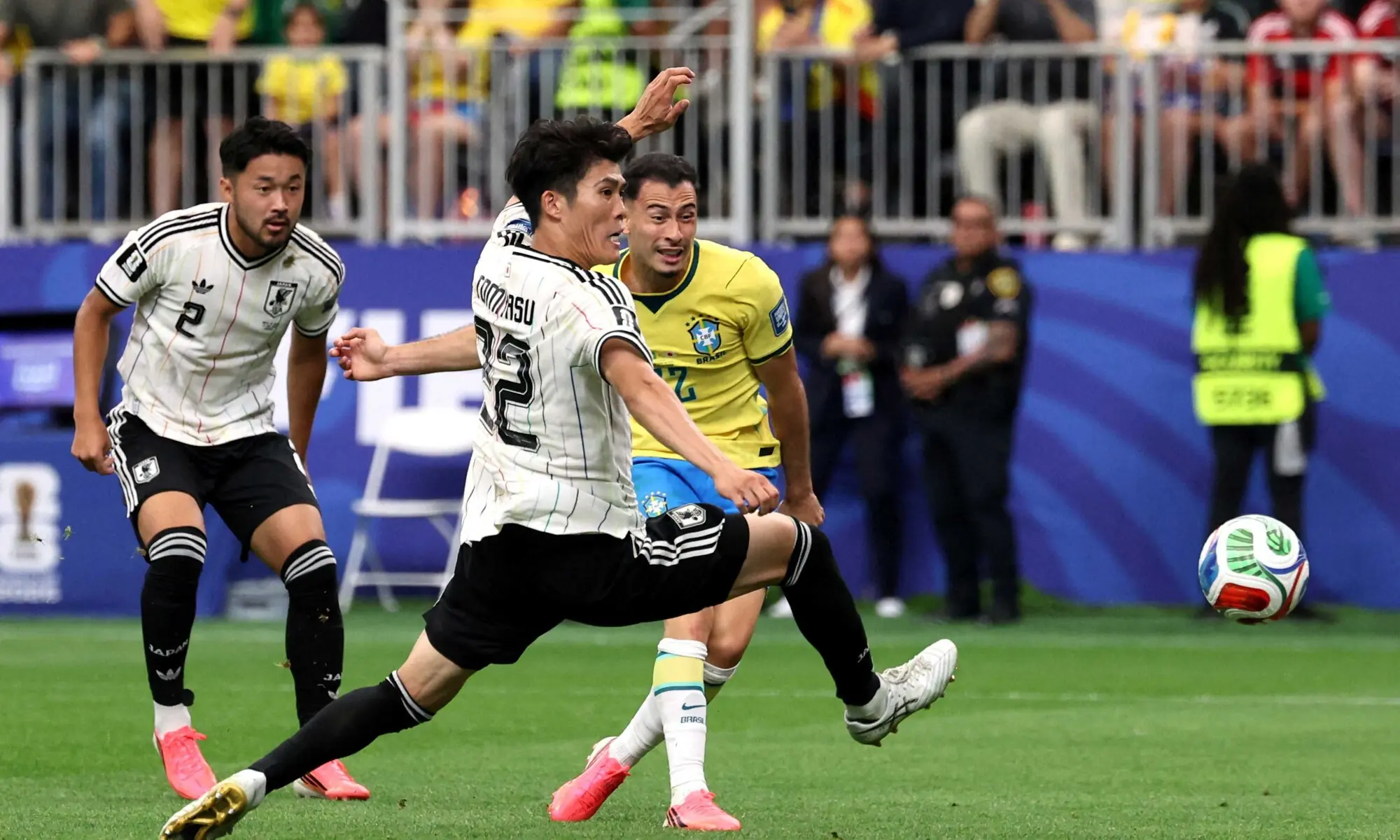 Brazil's Gabriel Martinelli scores the winner during the 2026 FIFA World Cup round-of-32 match against Japan at the Houston Stadium in Houston, Texas on June 29, 2026.&mdash;Reuters