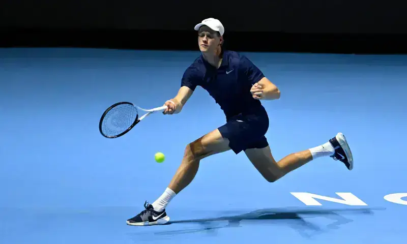 Italy's Jannik Sinner in action during his semi final match against Serbia's Novak Djokovic at the Six Kings Slam at the ANB Arena in Riyadh, Saudi Arabia on October 16, 2025. &mdash; Reuters/File