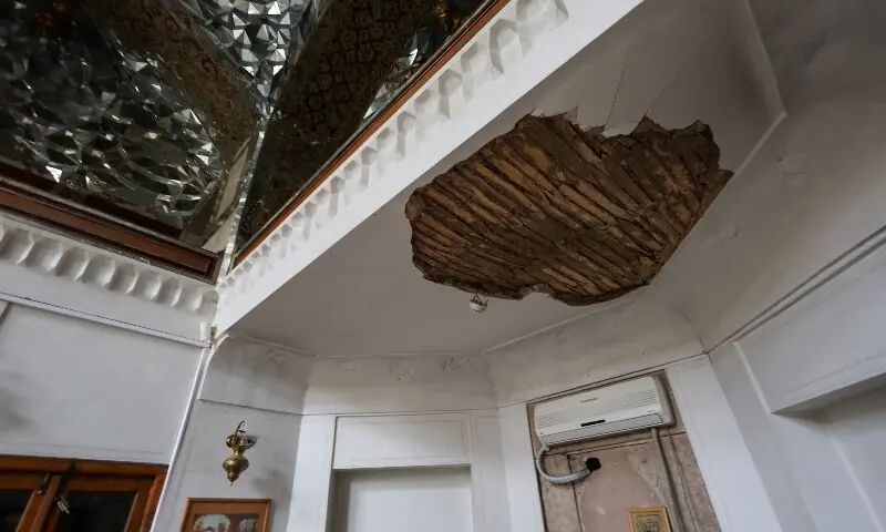  Damaged ceiling inside the Museum of Decorative Arts near Naqsh-e Jahan Square, a Unesco World Heritage site, amid the US-Israeli conflict with Iran, in Isfahan, Iran, March 23, 2026. &mdash;Reuters 