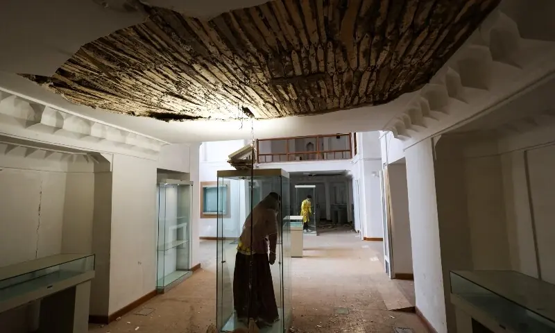  Damaged ceiling inside the Museum of Decorative Arts near Naqsh-e Jahan Square, a Unesco World Heritage site, amid the US-Israeli conflict with Iran, in Isfahan, Iran, March 23, 2026. &mdash;Reuters 