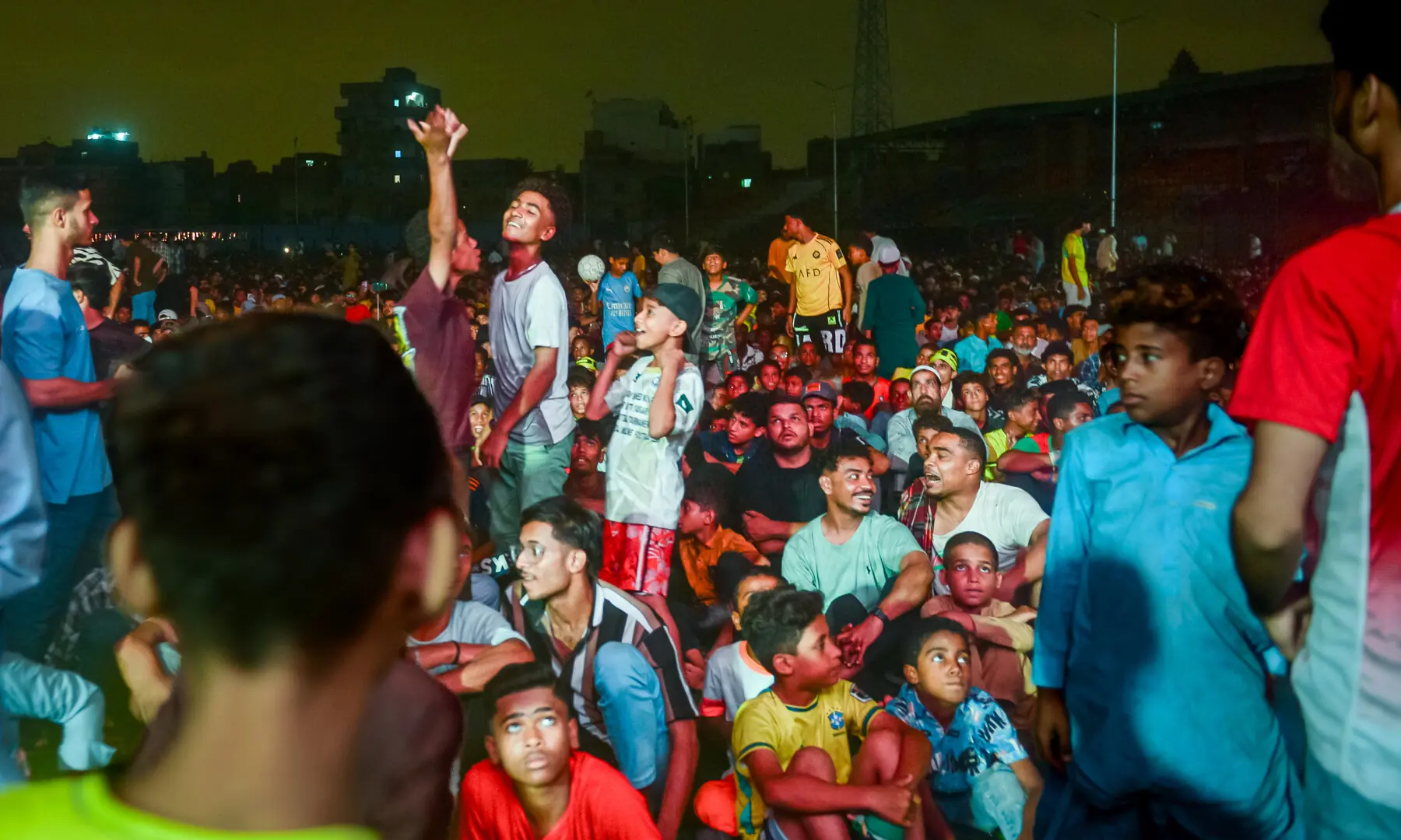 Football fans attend a screening of the FIFA World Cup match between Brazil and Japan at Lyari International Football Stadium in Karachi on June 29, 2026. &mdash; Tahir Jamal