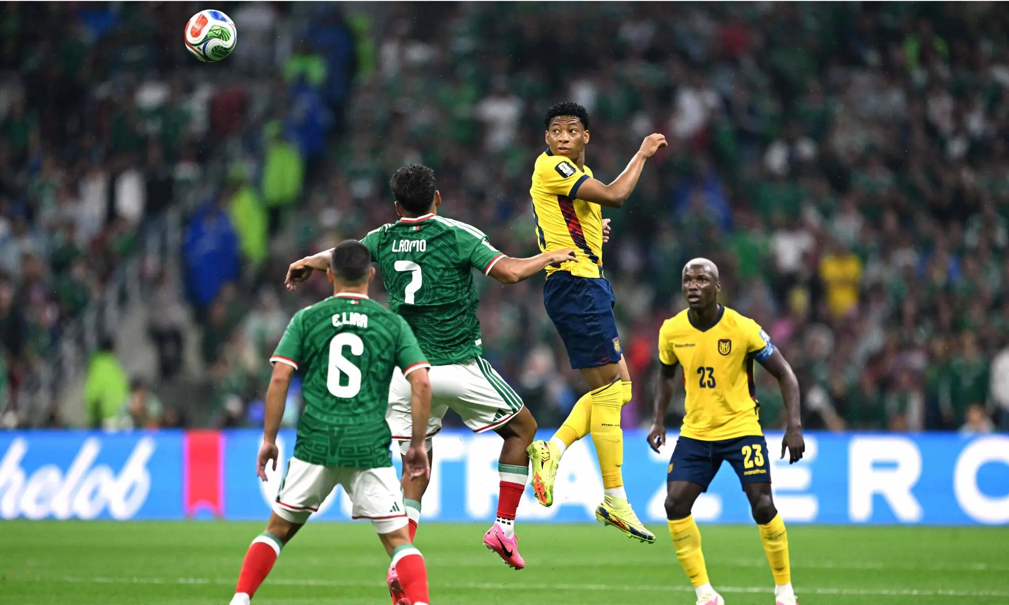 Mexico's midfielder #07 Luis Romo and Ecuador's midfielder #19 Gonzalo Plata fight for the ball during the 2026 World Cup round of 32 football match between Mexico and Ecuador at the Mexico City Stadium in Mexico City on June 30, 2026. — AFP Mexico's midfielder #07 Luis Romo and Ecuador's midfielder #19 Gonzalo Plata fight for the ball during the 2026 World Cup round of 32 football match between Mexico and Ecuador at the Mexico City Stadium in Mexico City on June 30, 2026. — AFP